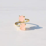 Eternal Love Rose Quartz and Amethyst Double The Attention Ring In Gold Duo - Beau Life