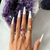 Eternal Love Rose Quartz and Amethyst Double The Attention Ring In Gold Duo - Beau Life